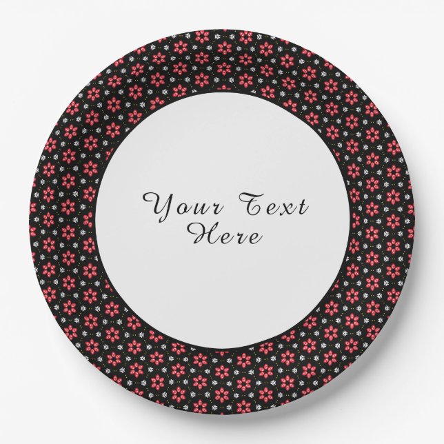 Red Flowers Paper Plates (Front)
