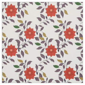 Red Flowers Pattern | Chinoiserie Style Fabric