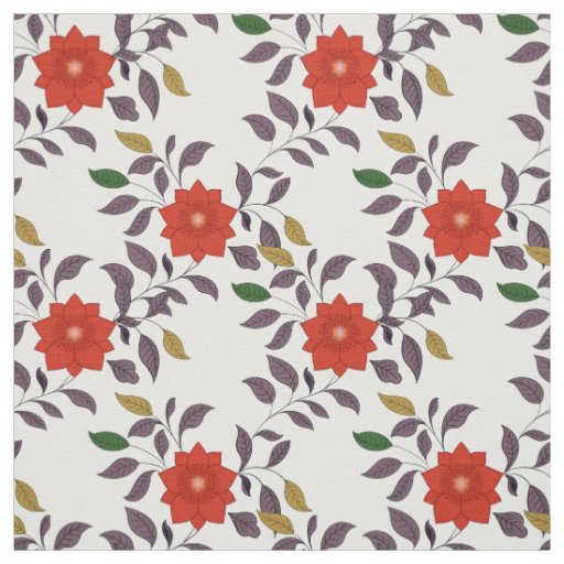 Red Flowers Pattern | Chinoiserie Style Fabric