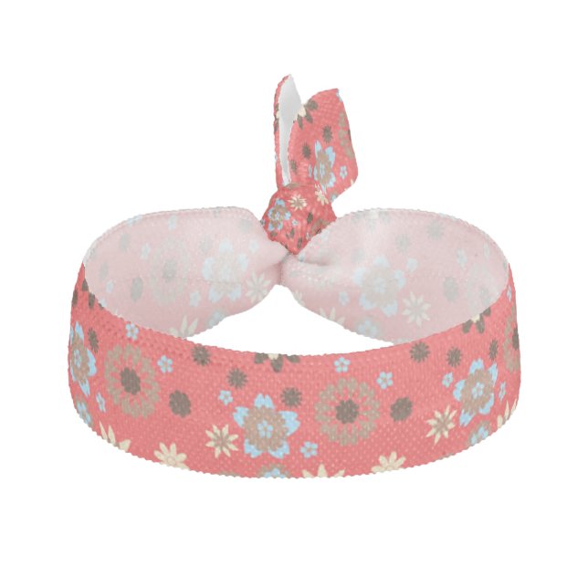 Red flowers pattern hair tie (Front)