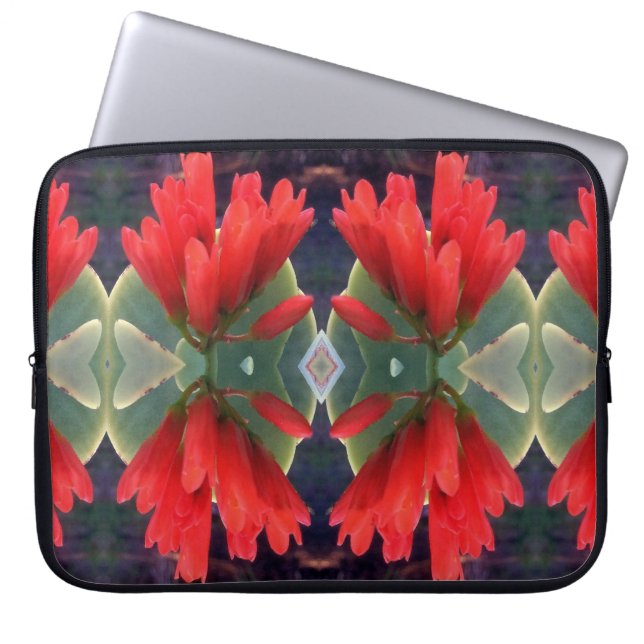 Red Flowers Pattern Laptop Sleeve (Front)