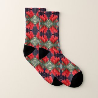 Red Flowers Pattern Socks
