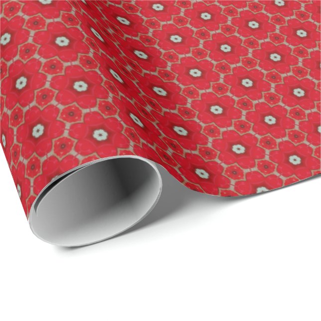 Red Flowers Pattern Wrapping Paper (Roll Corner)