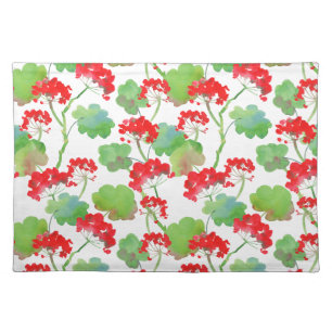 Red flowers (Pelargonium) Cloth Placemat