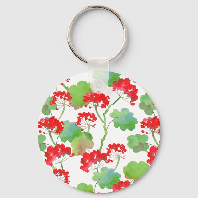 Red flowers (Pelargonium) Keychain (Front)