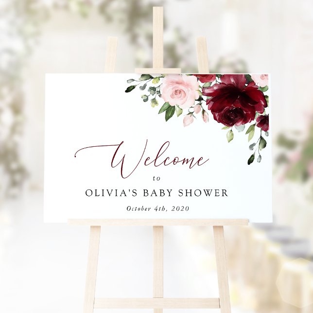 Red Flowers, Pink Flowers, Baby Shower Welcome Foam Board (Creator Uploaded)