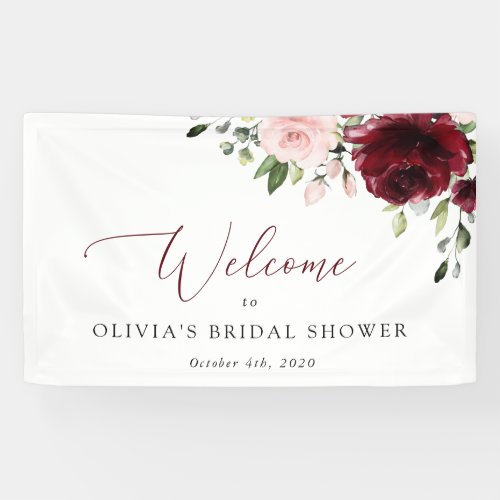 Red Flowers Pink Flowers Bridal Shower Welcome  Banner