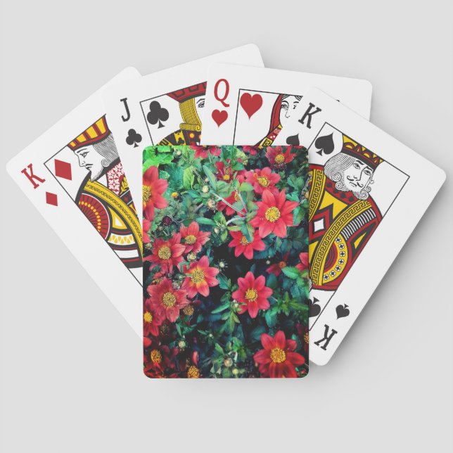 Red flowers poker cards (Back)
