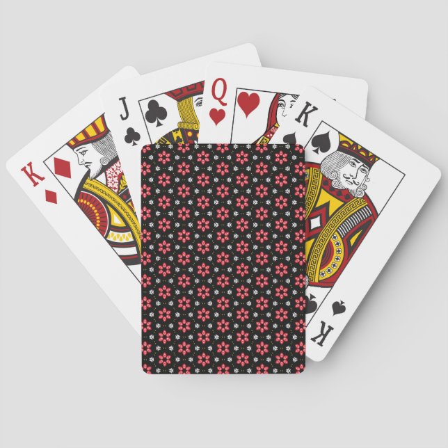 Red Flowers Poker Cards (Back)