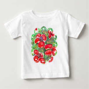 Red Flowers Poppy Floral Doodle Fantasy Baby T-Shirt