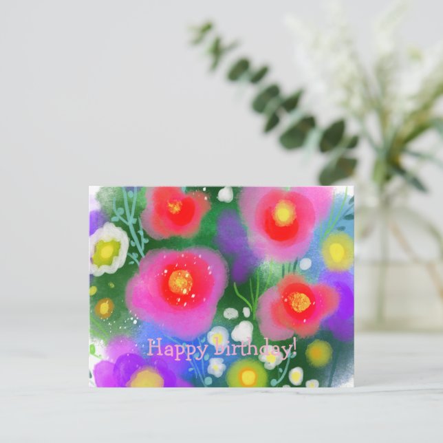 Red flowers postcard (Standing Front)
