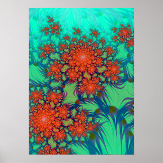red flowers poster