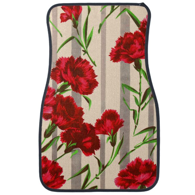 red flowers print car floor mat (Front)