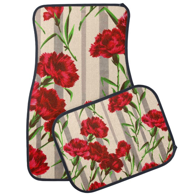 red flowers print car mat (Set)