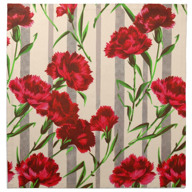 red flowers print cloth napkin (Front)