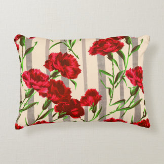 red flowers print decorative pillow