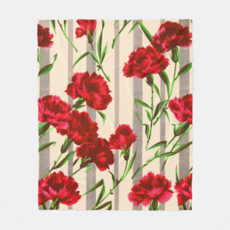 red flowers print fleece blanket