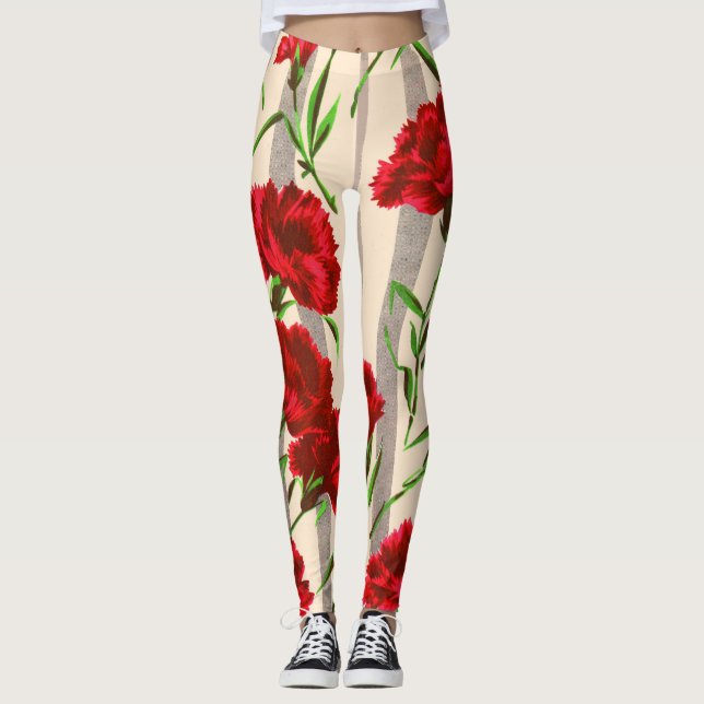 red flowers print leggings (Front)