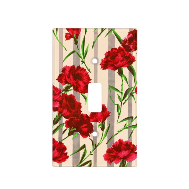 red flowers print light switch cover (Front)