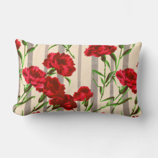 red flowers print lumbar pillow
