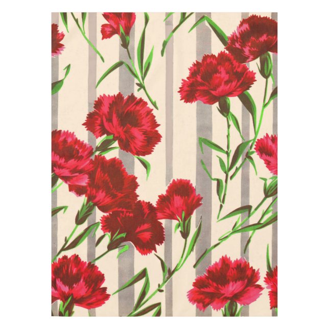red flowers print tablecloth (Front)