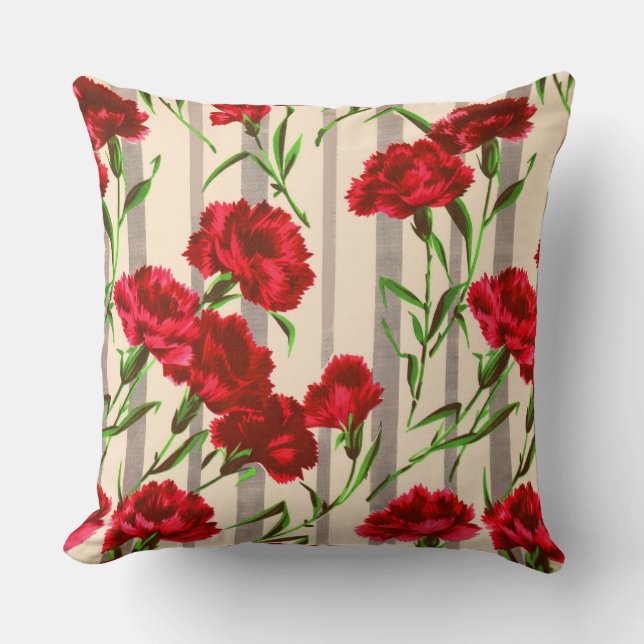 red flowers print throw pillow (Front)