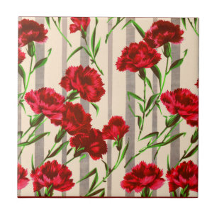 red flowers print tile