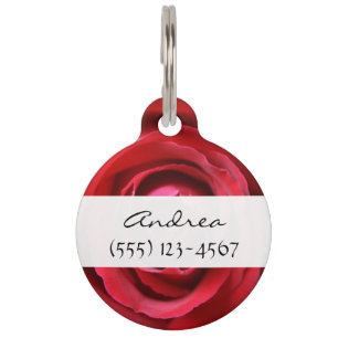 Red Flowers, Red Roses, Floral Background Pet ID Tag