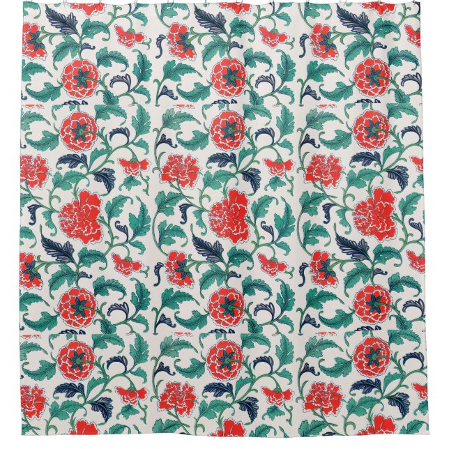 Red flowers shower curtain (Front)