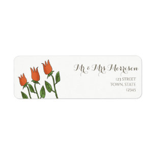 Red Flowers Simple Return Address Label