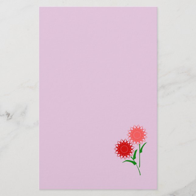 Red Flowers Stationery (Front)