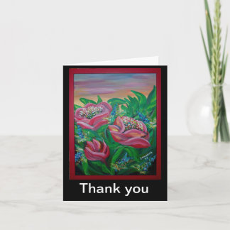 red flowers thank you card