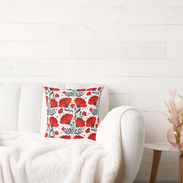 Red flowers throw pillow (Couch)