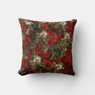 Red flowers throw pillow