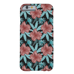 Red flowers tropical seamless pattern &amp;blue leaves barely there iPhone 6 case