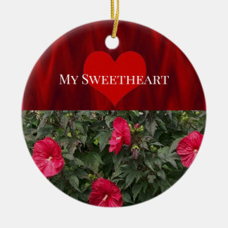Red Flowers with Heart Ornament 