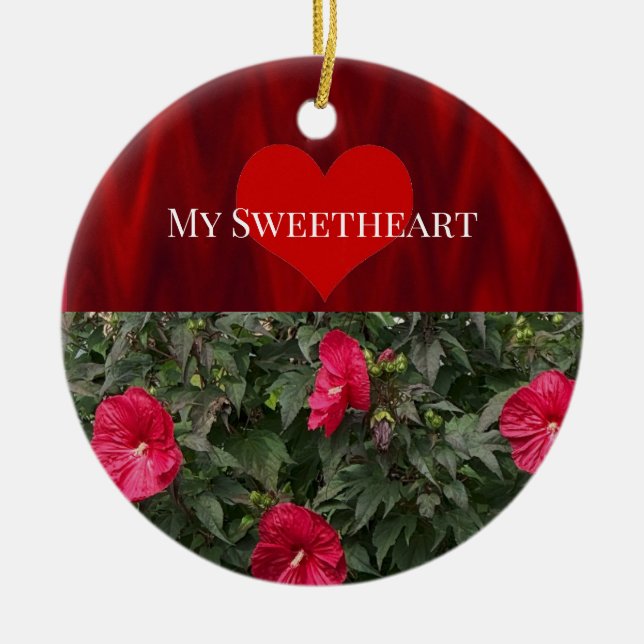 Red Flowers with Heart Ornament  (Front)