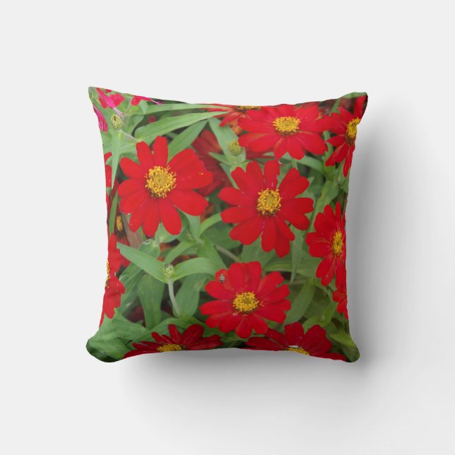 Red flowers with Yellow Centers pillow (Front)