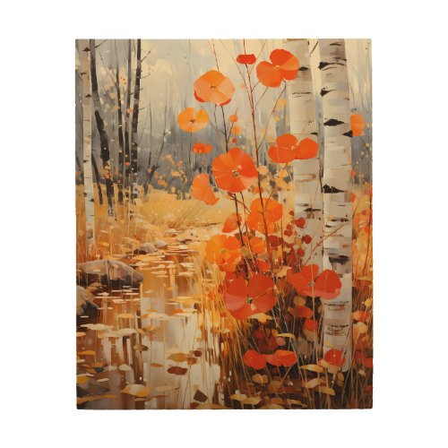Red Flowers Wood Wall Art
