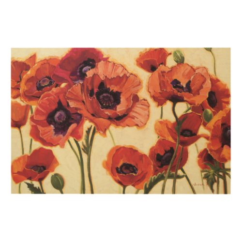 Red Flowers Wood Wall Decor