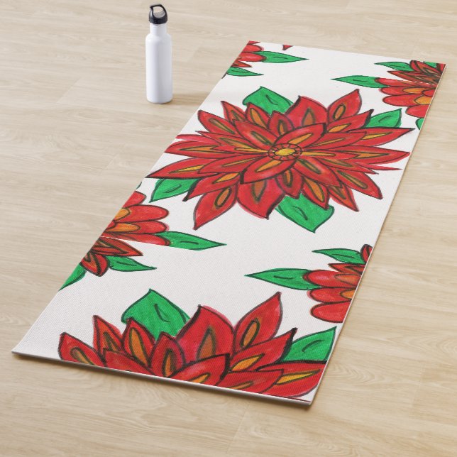 Red Flowers Yoga Mat  (In Situ)