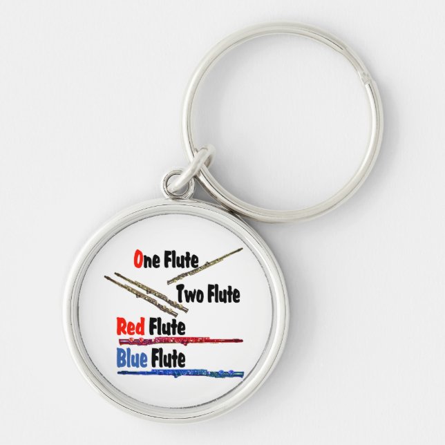 Red Flute Blue Flute Keychain (Front)