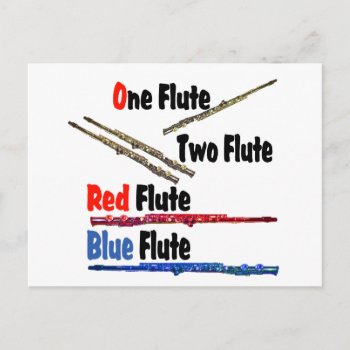 Red Flute Blue Flute Postcard by hamitup at Zazzle