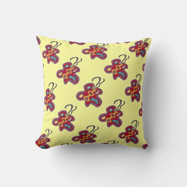 Red Flutterfly Throw Pillow (Front)