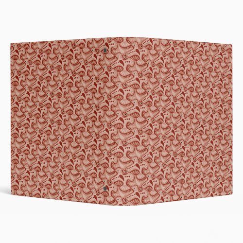 Red flying bird tessellation pattern 3 ring binder
