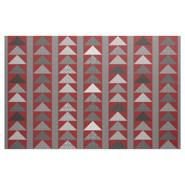 Red "Flying Geese" Patchwork-Look Fabric (Fat Quarter)