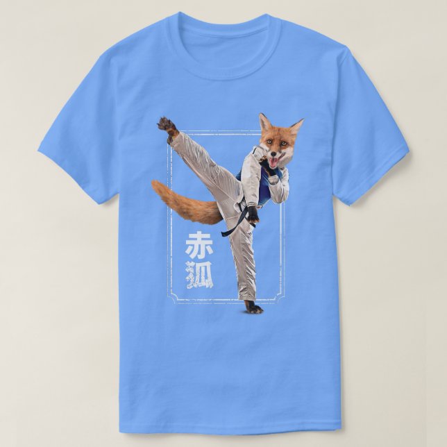 Red Fo Doing Karate Funny Animal Marital Arts  T-Shirt (Design Front)