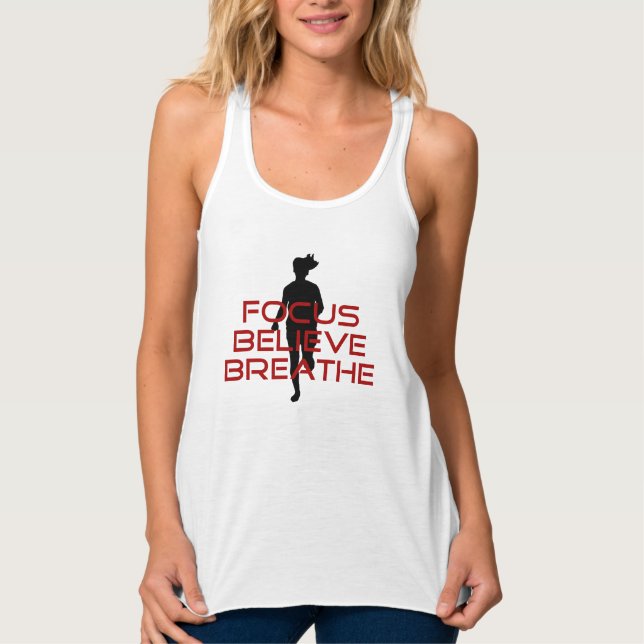 Red Focus Believe Breathe Tank Top (Front)