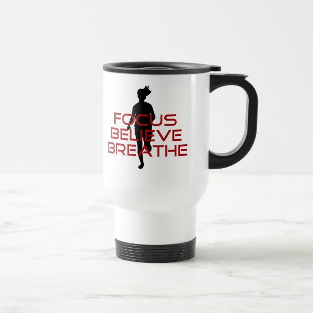 Red Focus Believe Breathe Travel Mug (Right)