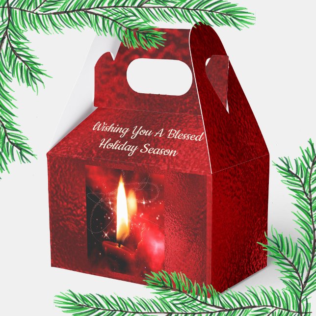 Red Foil & Candle'Blessed Holiday' Favor Box (Creator Uploaded)